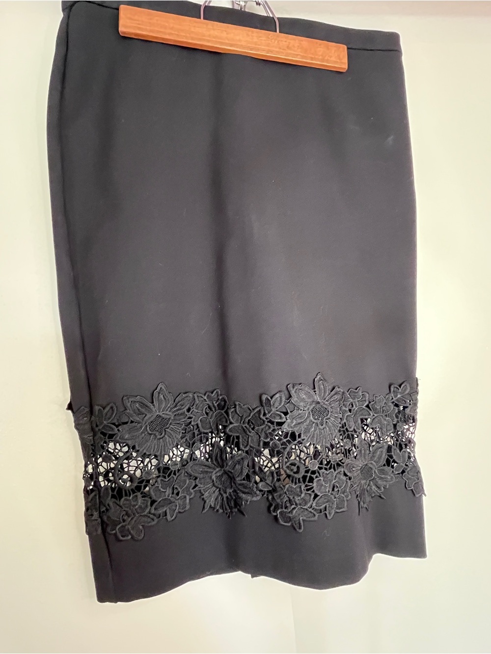 Simons Black Pencil Skirt with Lace Hem
